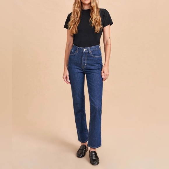 La Ligne Molly High Rise Straight Jeans Women’s Size 32 Benjamin Blue Sample - Picture 1 of 13